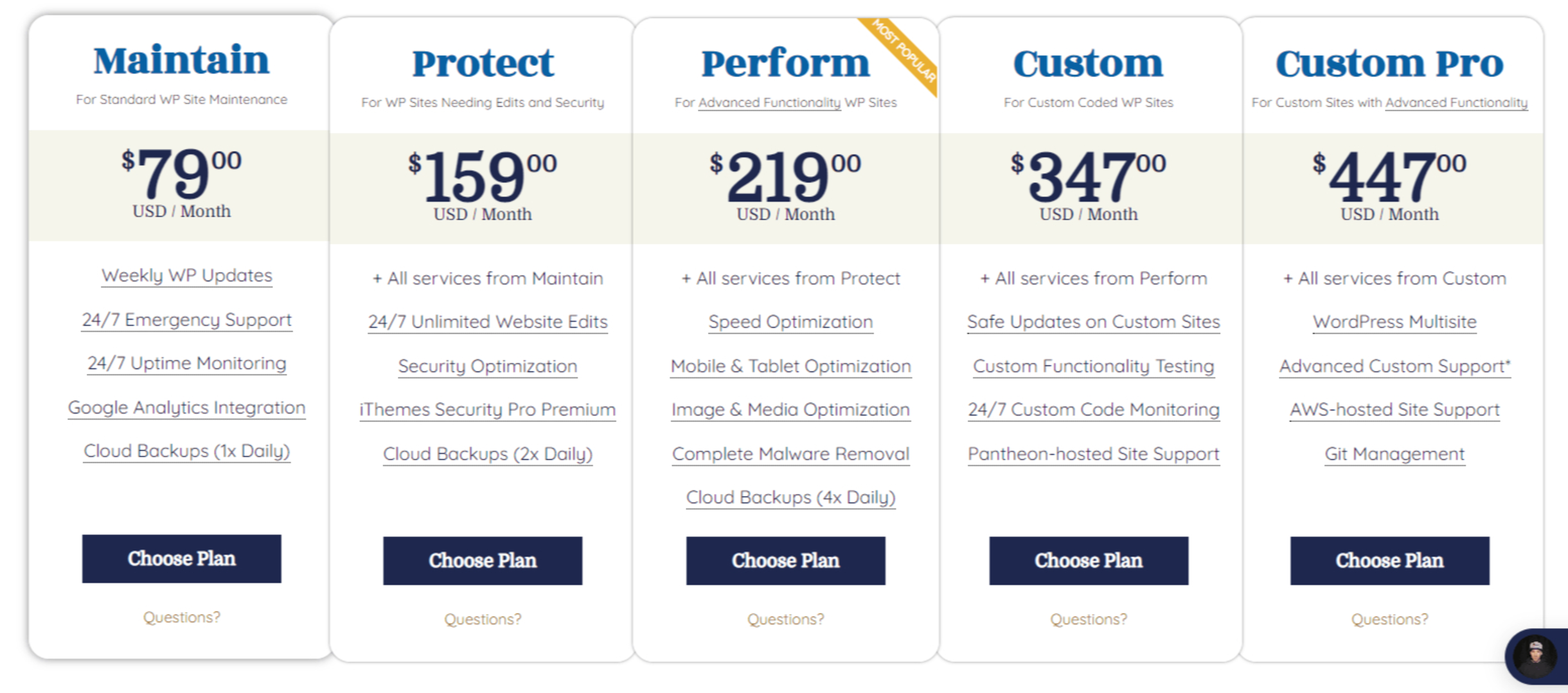 Compare Other Maintenance Plans
