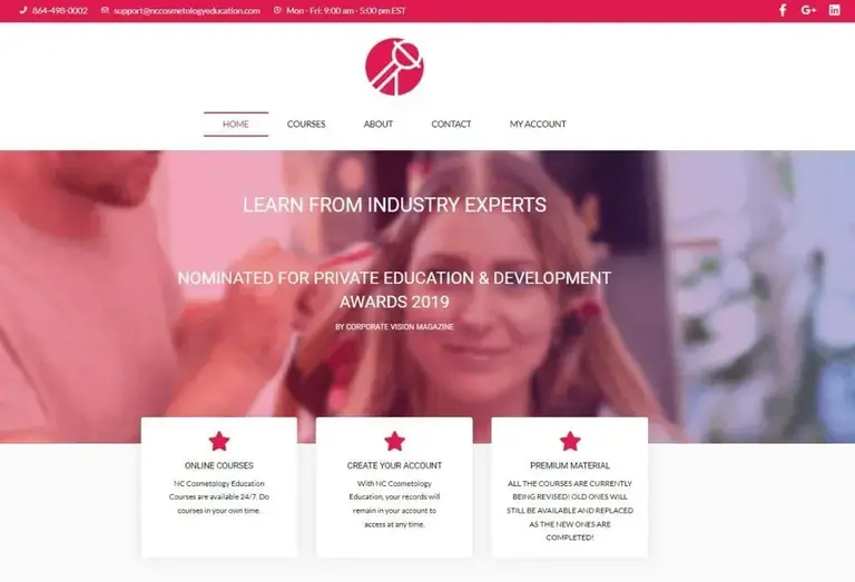 Pink Version of NC Cosmetology Education Website