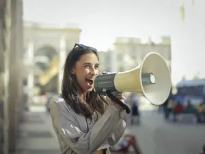 girl with megaphone